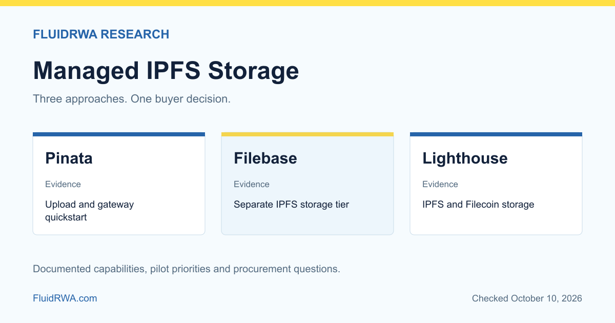 Pinata, Filebase and Lighthouse managed IPFS storage buyer checks